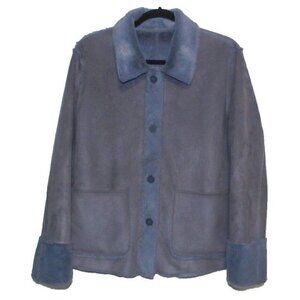 BRANDON THOMAS gray-ish blue reversible woman's polyester coat, jacket size S